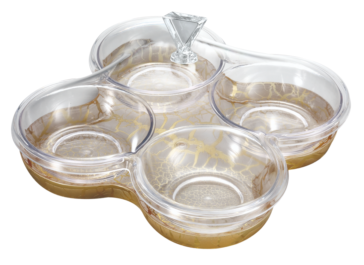 Acrylic sectional dish with a cover marble white - LEHADAR