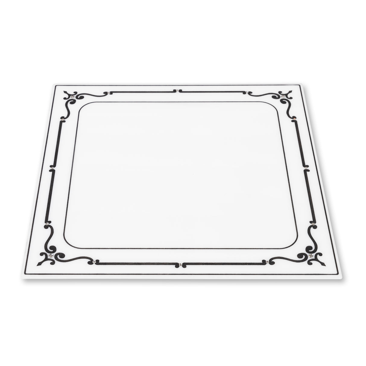 Majestic White Charger Engraved GD/SL/BK W/Crystals (Pack of 4) - LEHADAR