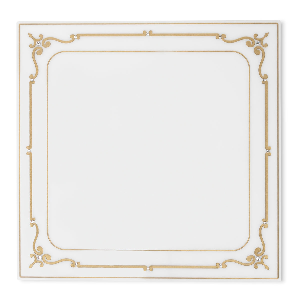 Majestic White Charger Engraved GD/SL/BK W/Crystals (Pack of 4) - LEHADAR