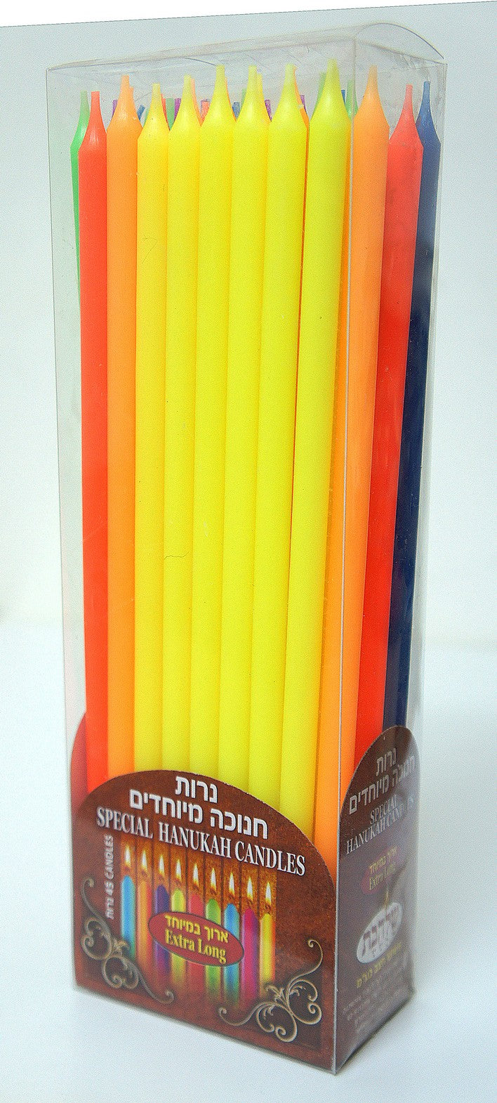 Chanukah Candles Handmade Dripless Colorful Extra Long 45 per box