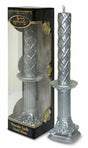 Decorative Havdalah Candle Amudei Shlomo Silver On Silver Pole 2.5x2.5 x 11" h - LEHADAR
