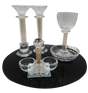 Set Of Crystal Candle Holder with Kiddush Cup and Salt Holder - LEHADAR