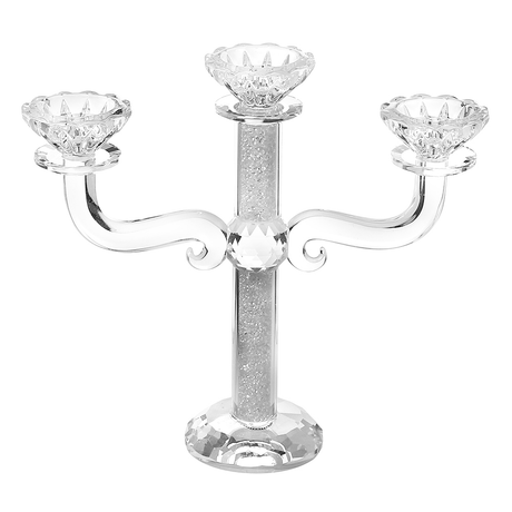 Crystal Candelabra Broken Glass 3 Branch 10" H - LEHADAR