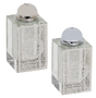 Crystal Salt And Pepper Shaker Set Broken Glass & Shabbat Kodesh Silver Design 3"H - LEHADAR