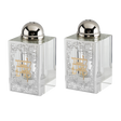 Crystal Salt & Pepper Set Silver Jerusalem with Gold Shabbat Kodesh 3"HX1.5" - LEHADAR