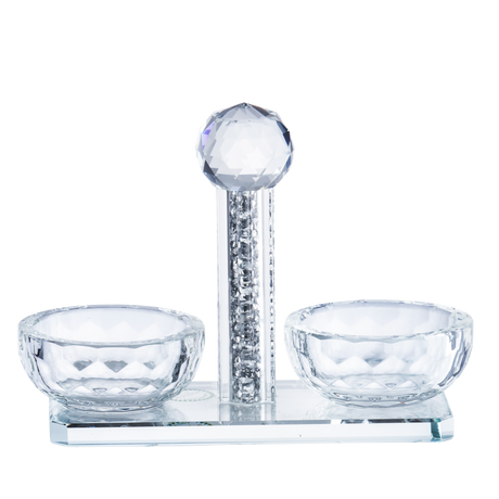 Crystal Salt Holder With Silver Stones - LEHADAR