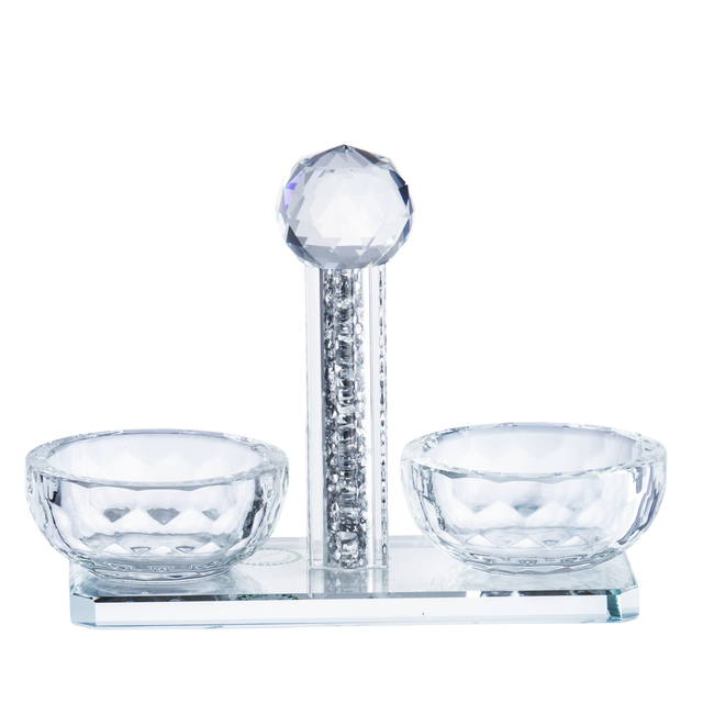 Crystal Salt Holder With Silver Stones - LEHADAR
