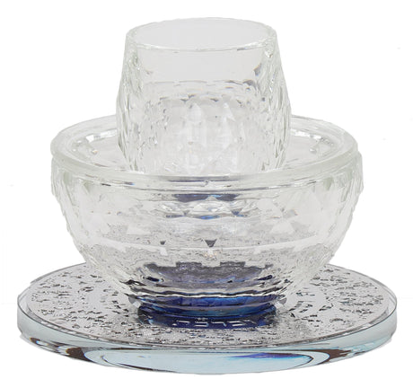 Mayim Achronim Crystal With Silver Flower Design 4"Hx4.5" - LEHADAR