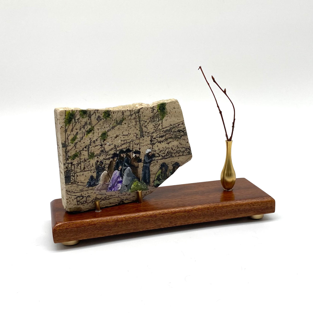 The Western Wall (הכותל המערבי) – Handcrafted Travertine Stone Tabletop Artwork