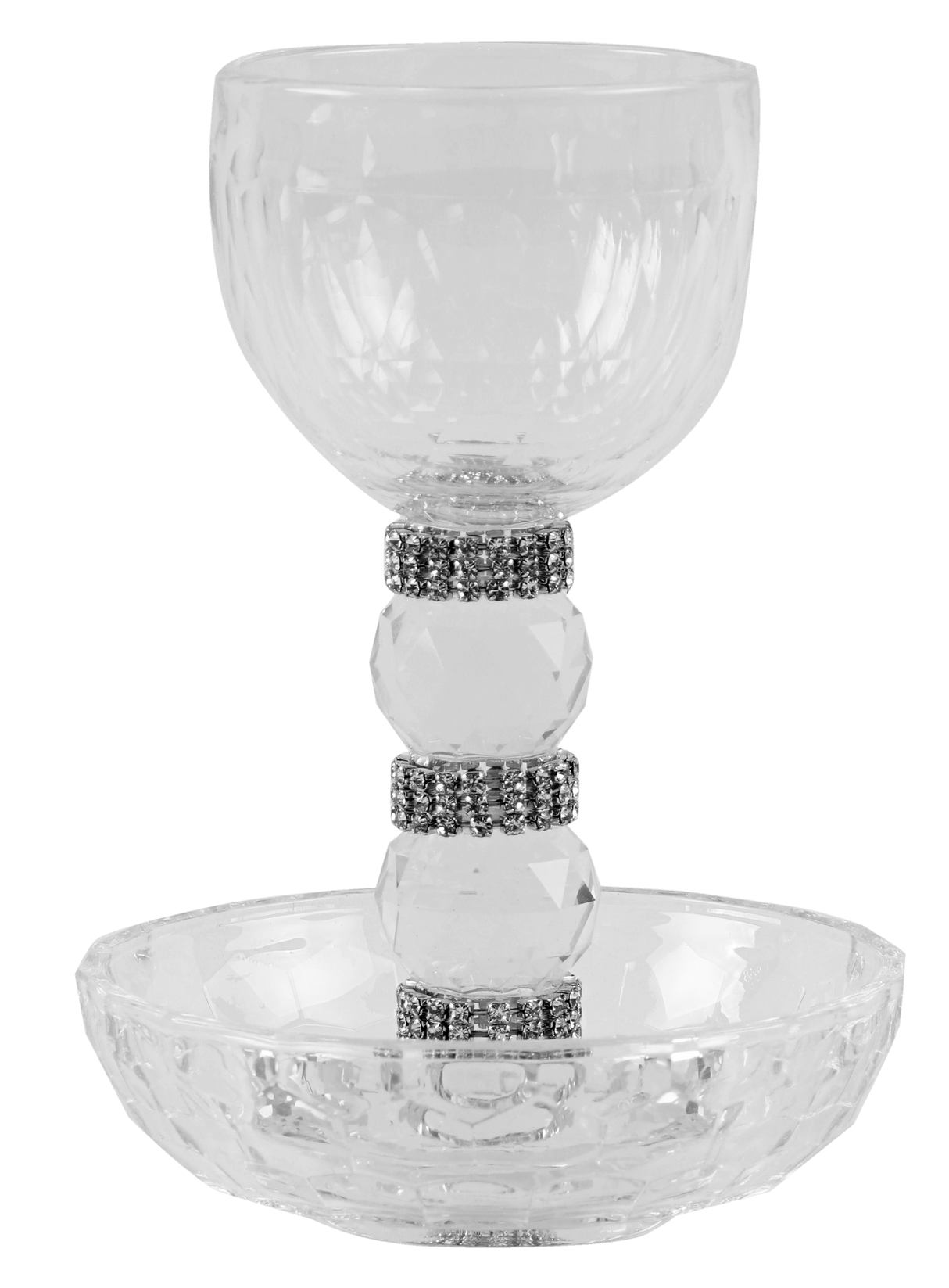 Crystal, Silver And Diamonds Kiddush Cup-6"H Tray-4.5"W - LEHADAR