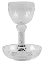 Crystal With Stones Kiddush Cup 6"H Tray 4.5"W - LEHADAR