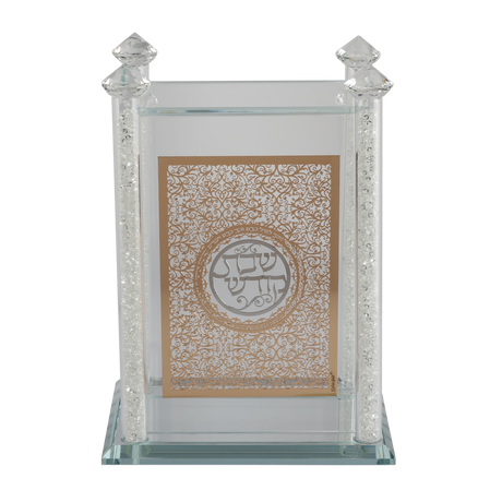 Crystal Zemiros holder Gold Plate With Silver Shabbat Kodesh - LEHADAR