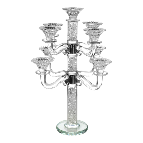 Crystal Candelabra Broken Glass 9 Branch 18"H - LEHADAR