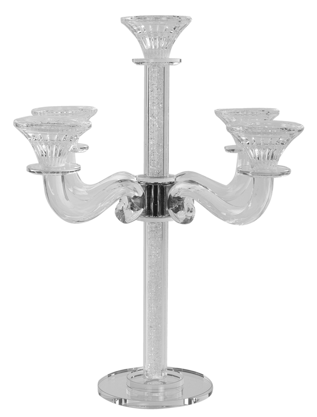 Candelabra 5 Light Silver Stones 15" - LEHADAR