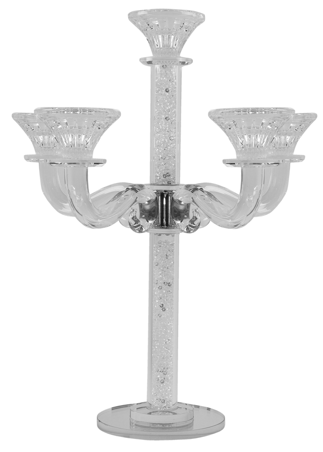 Crystal Candelabra 5 With Light Silver Stones - LEHADAR