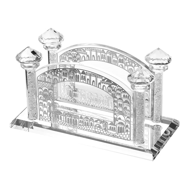 Crystal Napkin Holder Jerusalem Silver 6x2x3 " - LEHADAR