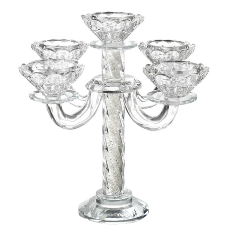5 Branch candlestick crystal Curled 8.5 "5y - LEHADAR