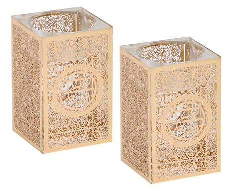 Crystal tea Light Holders With Plate 3"Hx2x2" - LEHADAR