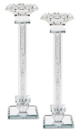 Crystal Candlestick Clear Filling Mirror Stands 10" - LEHADAR
