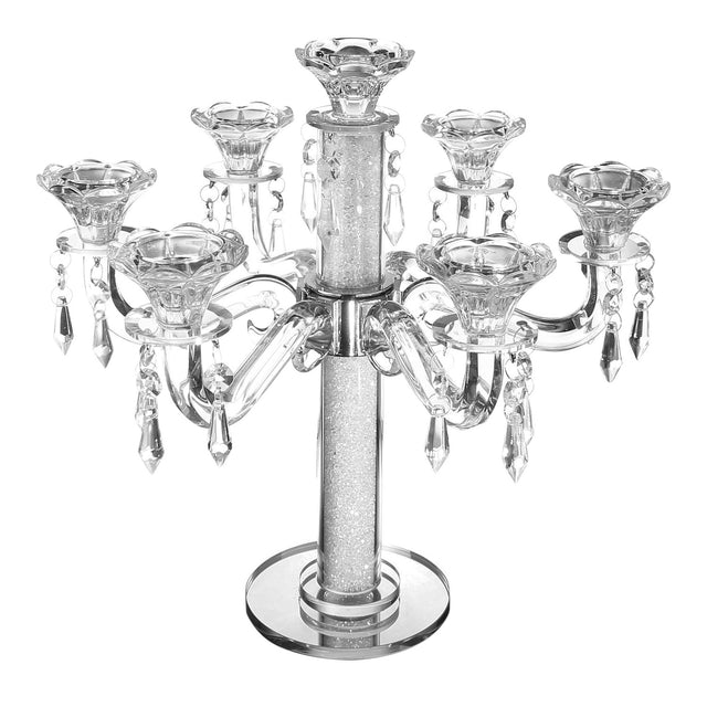Candelabra 7 Branch with Hanging Crystals 13" - LEHADAR