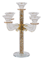 5 Branch Gold-Silver Filling Crystal Candelabra - LEHADAR