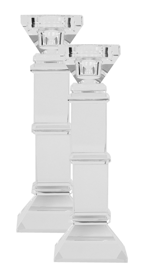 Crystal Candle sticks Set Of 2 7" - LEHADAR
