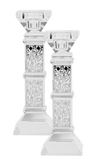 Crystal And Silver Floral Candlesticks 7" - LEHADAR