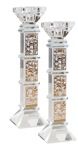 Crystal And Gold Candlesticks - LEHADAR