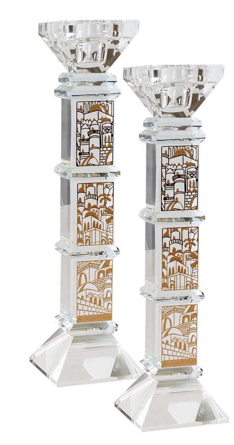 Crystal And Gold Candlesticks - LEHADAR
