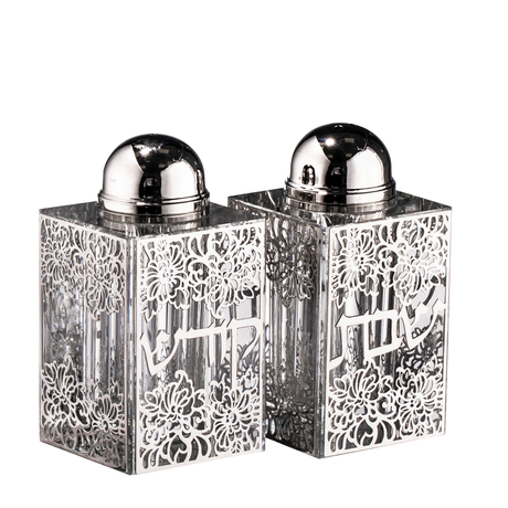 Crystal Salt & Pepper Set Floral 3"HX1.5" - LEHADAR
