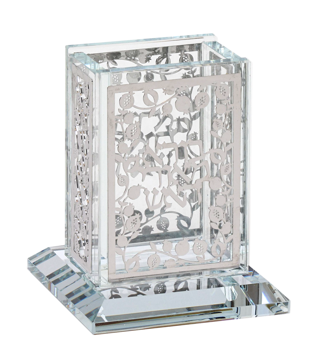 Crystal Havdalah Holder pomegranate 2 5/8 x 2 5/8 - 3" h - LEHADAR