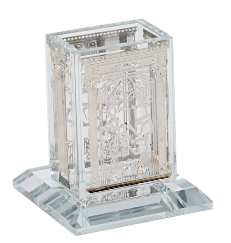 Crystal Havdalah Holder With Silver Plate - LEHADAR