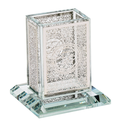 Crystal Havdalah Holder With Plate 3x3.5" - LEHADAR