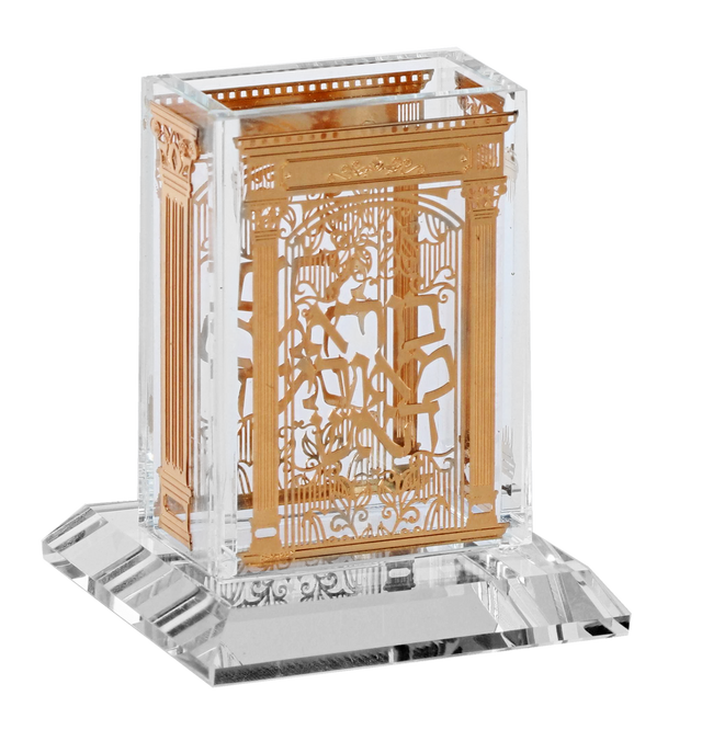 Crystal Havdalah Holder Gold Plate 3x3.5" - LEHADAR