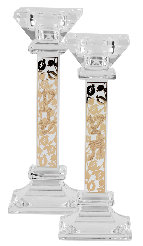 Crystal Candlestick With Plate 7"H - LEHADAR