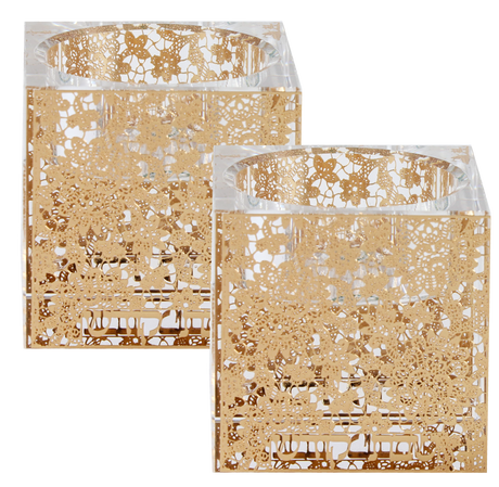 Crystal And Gold Tealight Candle Holder - LEHADAR