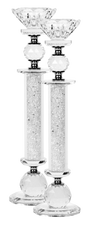 Crystal Candlesticks White Stones Set of 2 Large 11" - LEHADAR