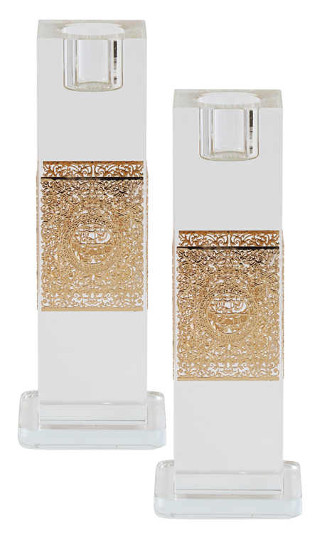 Gold Floral Candle Sticks Set 6"X 1.5" - LEHADAR