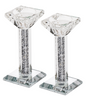 Crystal Candlestick Silver Filling Mirror Stands 5" - LEHADAR