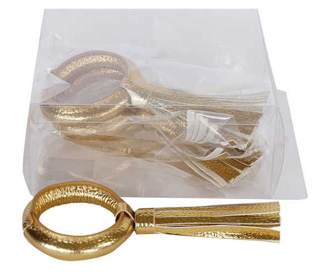 Gold Tassel Napkin Ring set of 4/pvc box, - LEHADAR
