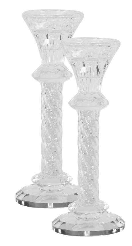 Crystal Candlesticks White Stones 8.5" - LEHADAR