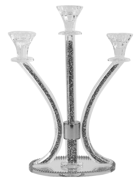 Candelabra 3 Silver Stones 14" - LEHADAR