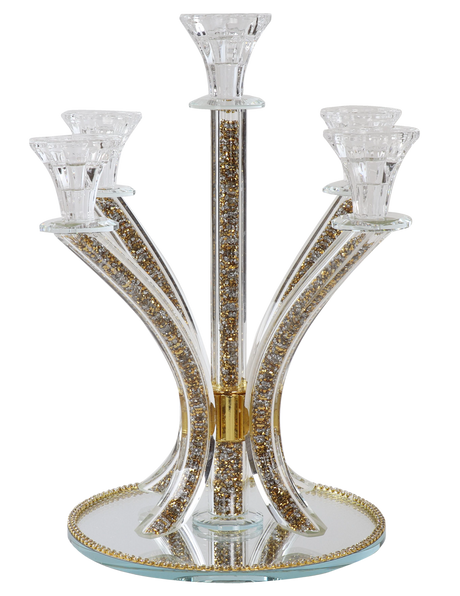 Candelabra 5 Gold-Silver Stones 14" - LEHADAR