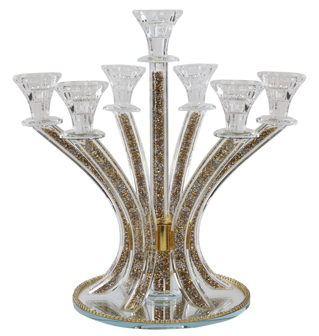 Candelabra 7 Gold-Silver Stones 14" - LEHADAR