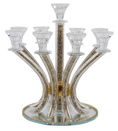 Candelabra 9 Gold-Silver Stones 14" - LEHADAR