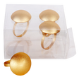 Gold Button Napkin Ring set of 4/pvc box, - LEHADAR
