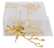 gold branch'n'flower Napkin Ring set of 4/pvc box, - LEHADAR