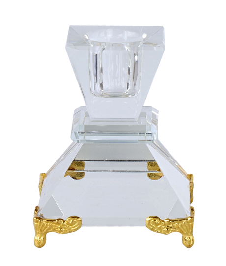 Crystal Candle Holder With Gold Decorated Legs 2" - LEHADAR