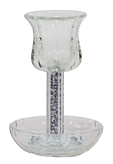 Crystal Kiddush Cup - Filling with Square Leg - 6" Cup 4.5" Tray - LEHADAR