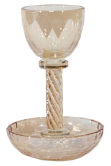 Crystal Kiddush Cup with Tray 6" - LEHADAR